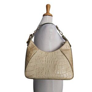 Vintage Brahmin Julitte Tri-color Croc Embossed Leather Shoulder Hobo Bag